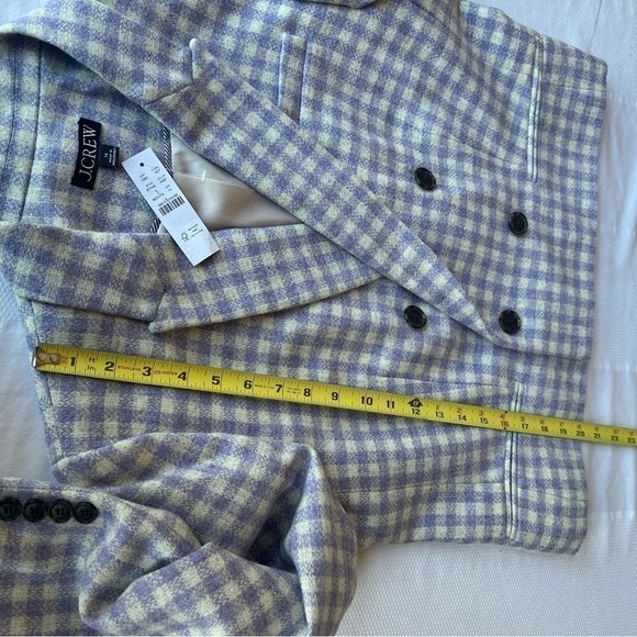 J.Crew Cropped double breasted blazer in Size 14 Heather Grey Purple Plaid - Picture 8 of 14